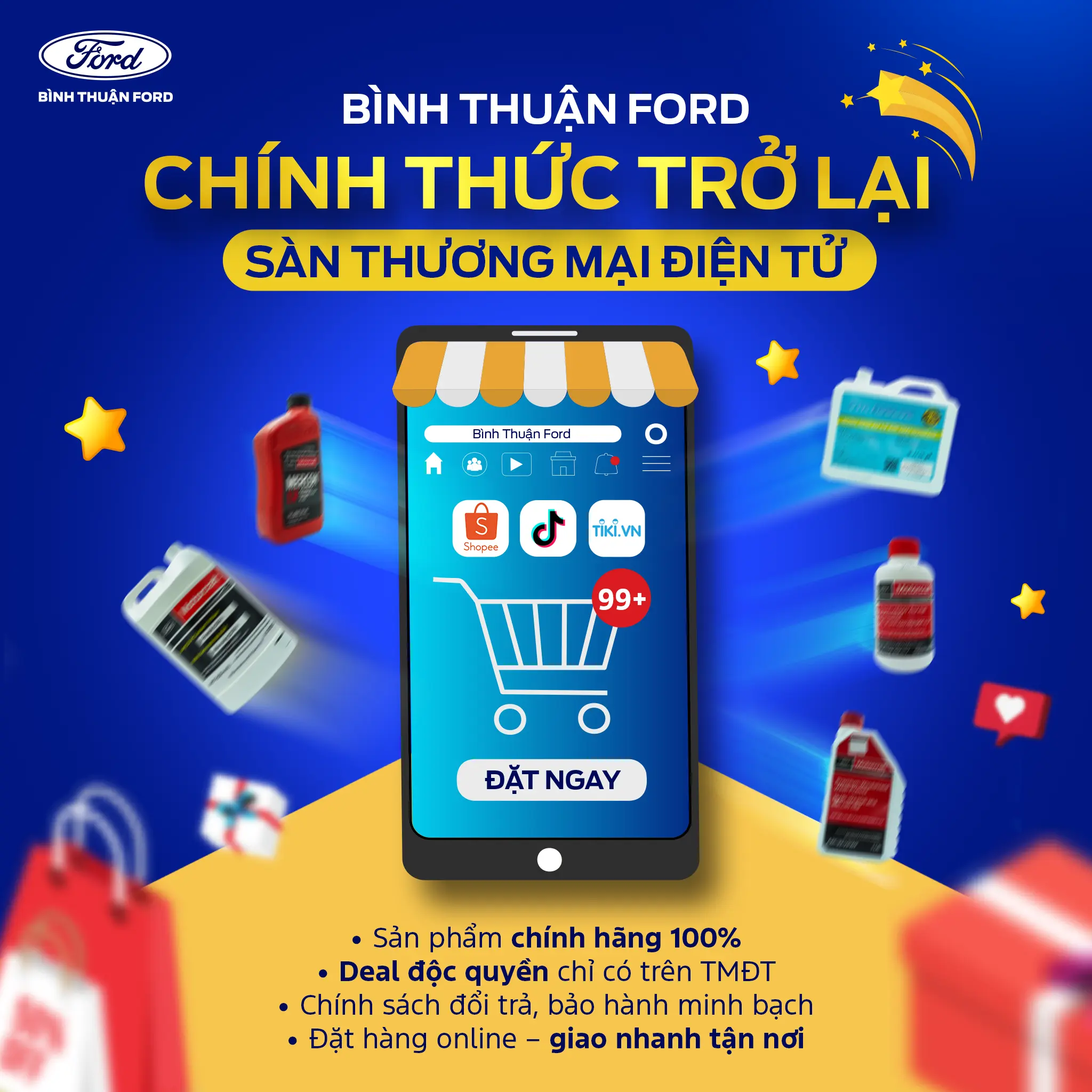 Gian hang Binh Thuan Ford tren Shopee, Tiki va TitokShop