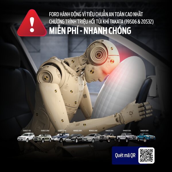 FORD TRIỂN KHAI CHƯƠNG TRÌNH TRIỆU HỒI TÚI KHÍ TAKATA (19S06 & 20S32) - MIỄN PHÍ & NHANH CHÓNG